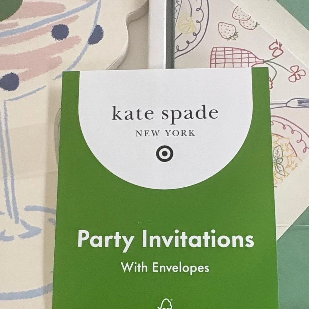 Kate Spade Green and White Party Invitations Set